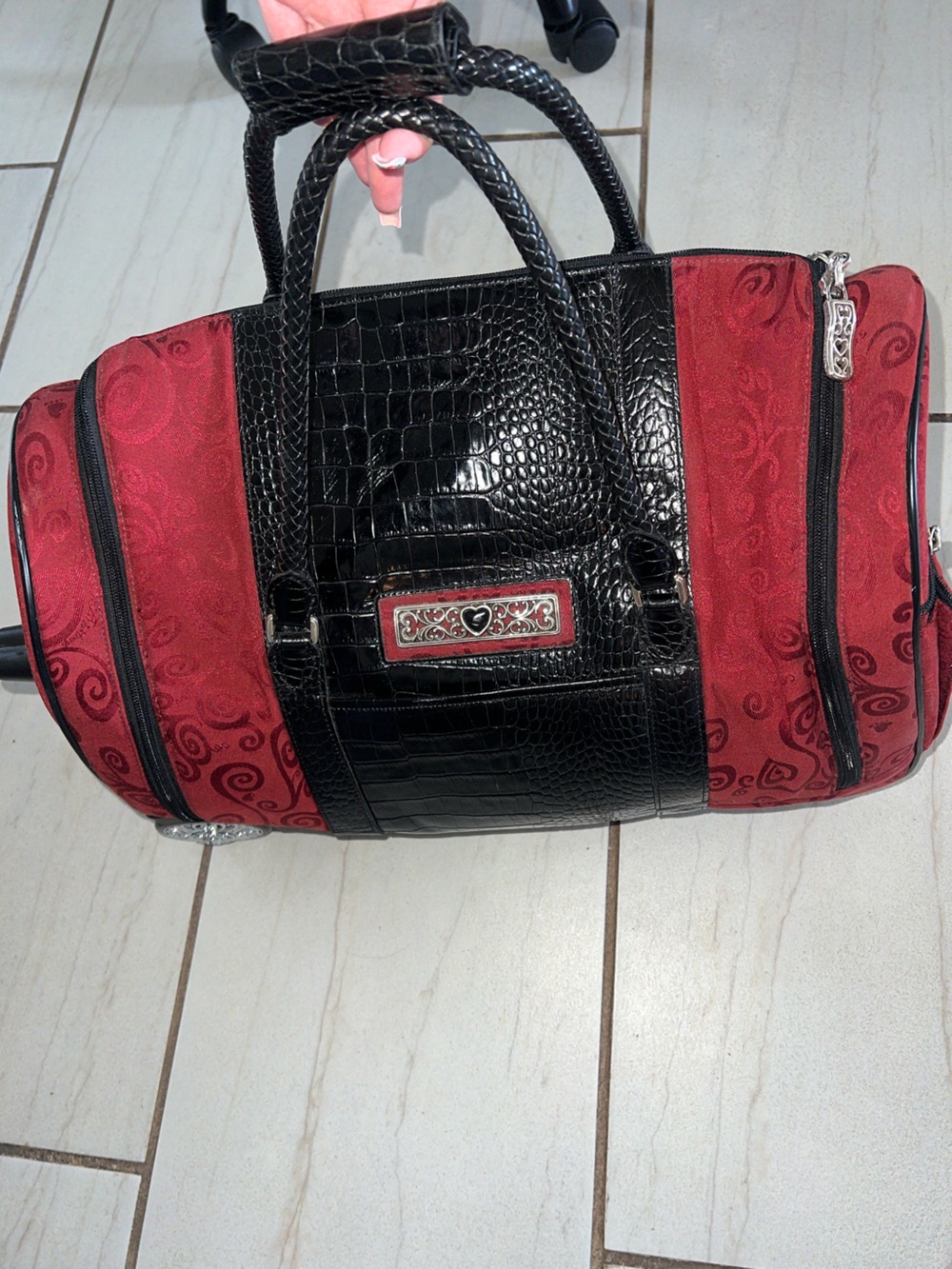 Vintage Brighton Travel Collection Train Case Red Black Croc Organizer